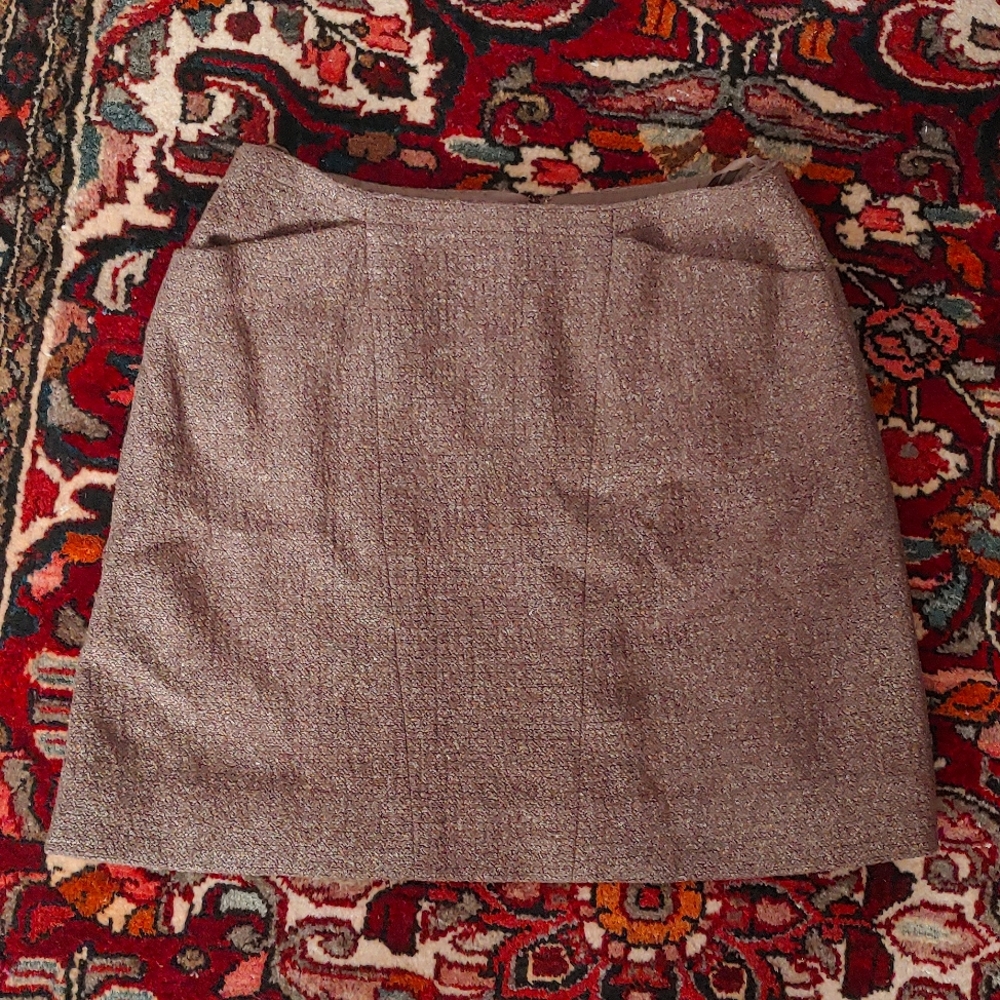 Vintage Chanel Boutique Boucle Tweed Mini Skirt in Tan